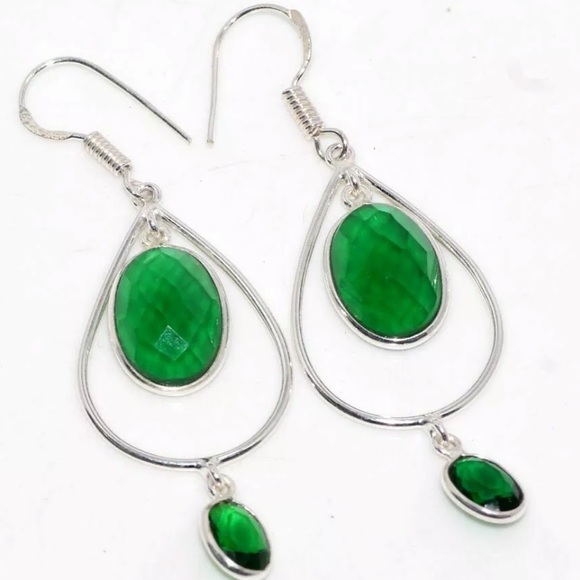 Jewelry Green Quartz 925 Sterling Silver Plated Earrings Poshmark